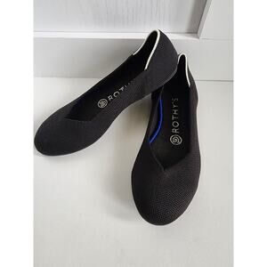 Rothy's Flat Round Signature Flats Shoes Black‎ White Halo RETIRED Women’s Sz 6